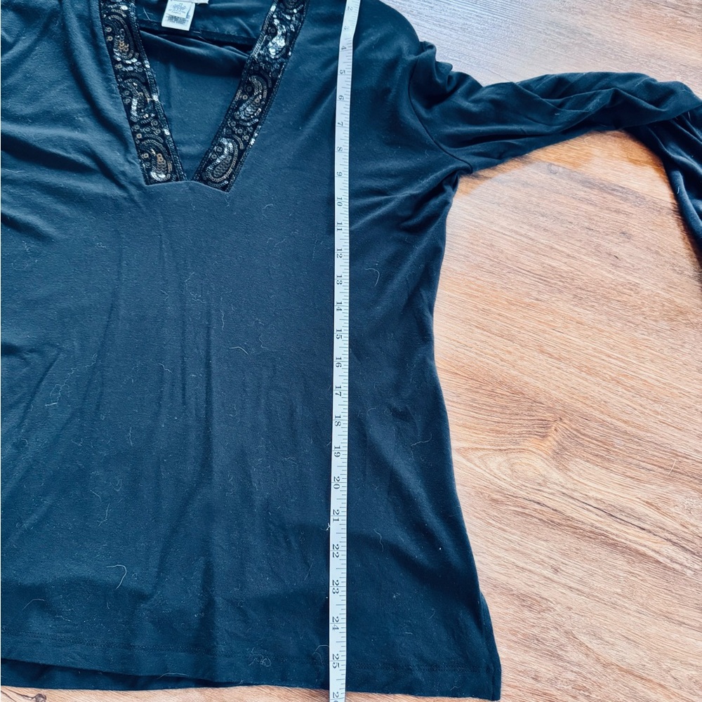 Talbots Black Knit Tunic with Sequin Trim Size M - Picture 8 of 8